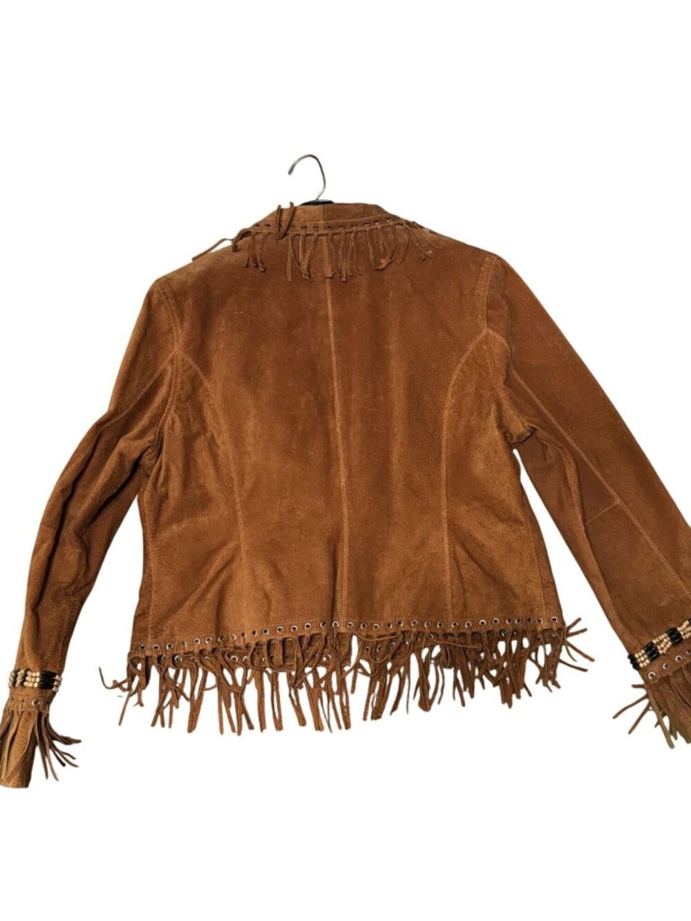 Cripple Creek Womens Western Suede Fringe Jacket Beaded Trim Brown XL 23" Vintag - Picture 14 of 14